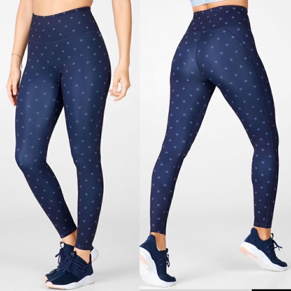 Fabletics Ultra Cool Navy Star Print Leggings Size XS